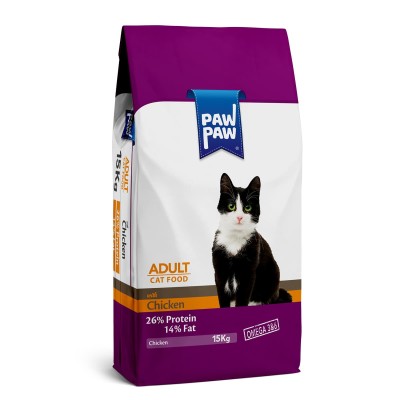 Pawpaw 15kg Ξηρά Τροφή για Ενήλικες Γάτες με Κοτόπουλο