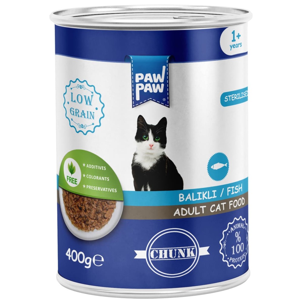 Pawpaw Low Grain 400gr Υγρή Τροφή για Στειρωμένες Γάτες με Ψάρι Pawpaw Low Grain 400gr Υγρή Τροφή για Στειρωμένες Γάτες με Ψάρι
