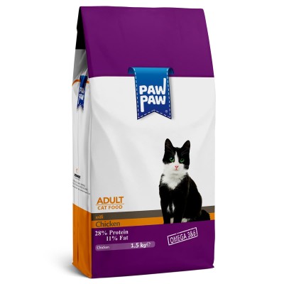 Pawpaw 1,5kg Ξηρά Τροφή για Στειρωμένες Γάτες με Κοτόπουλο